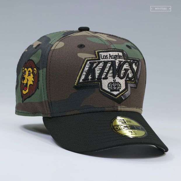LOS ANGELES KINGS PENDANT WOODLAND CAMO BAILEY THE MASCOT NEW ERA FITTED CAP