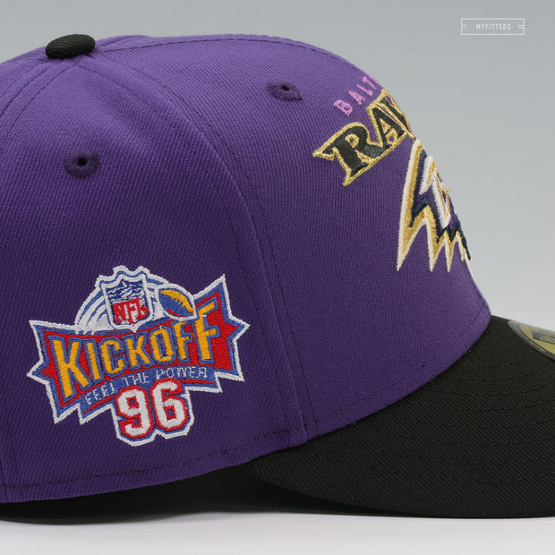 BALTIMORE RAVENS NFL KICKOFF 1996 PURPLE ORCHID JET BLACK NEW ERA FITTED CAP