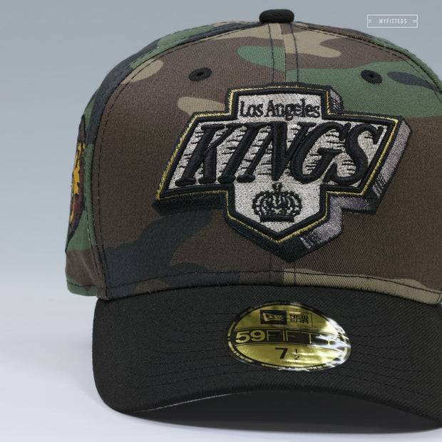 LOS ANGELES KINGS PENDANT WOODLAND CAMO BAILEY THE MASCOT NEW ERA FITTED CAP
