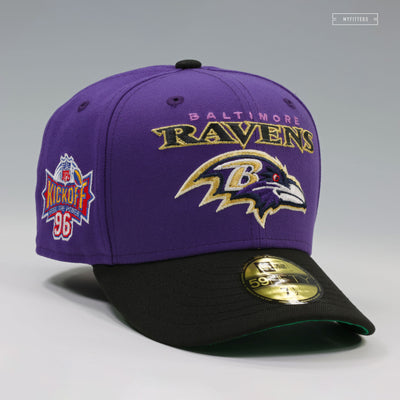 BALTIMORE RAVENS NFL KICKOFF 1996 PURPLE ORCHID JET BLACK NEW ERA FITTED CAP
