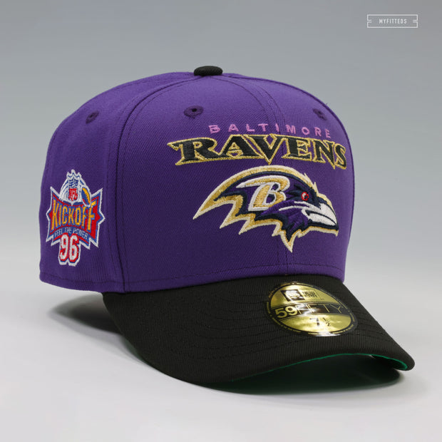 BALTIMORE RAVENS NFL KICKOFF 1996 PURPLE ORCHID JET BLACK NEW ERA FITTED CAP