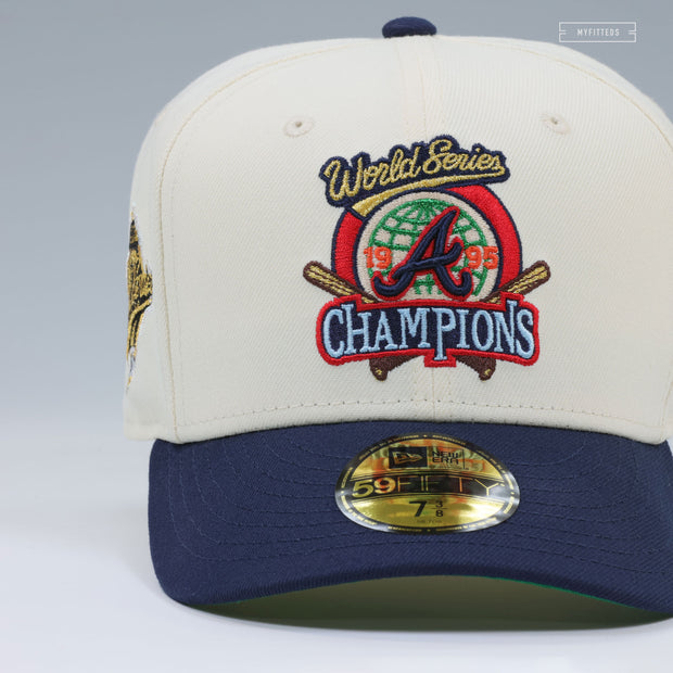 ATLANTA BRAVES 1995 WORLD SERIES CHAMPIONS OFF WHITE NIGHTSHADE NEW ERA FITTED CAP