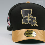 NEW ORLEANS SAINTS NFL KICKOFF 1999 JET BLACK GOLDEN METALLIC NEW ERA FITTED CAP