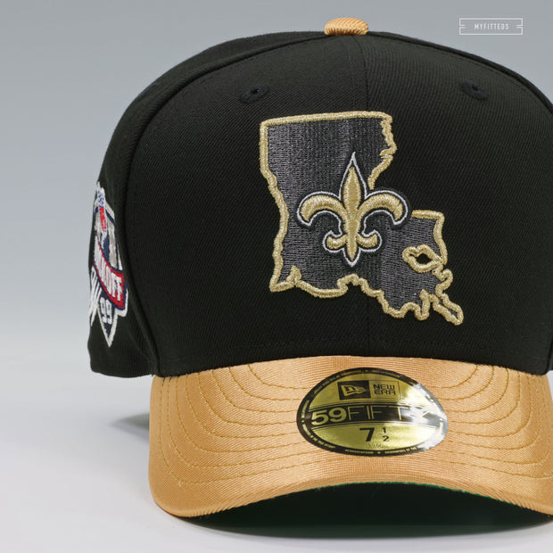 NEW ORLEANS SAINTS NFL KICKOFF 1999 JET BLACK GOLDEN METALLIC NEW ERA FITTED CAP