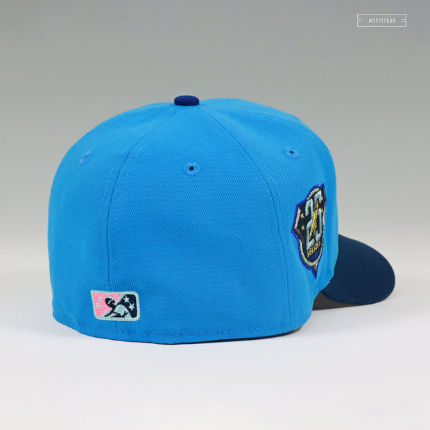 MYRTLE BEACH PELICANS 25TH ANNIVERSARY SPLASH MASCOT SLIDING NEW ERA FITTED CAP