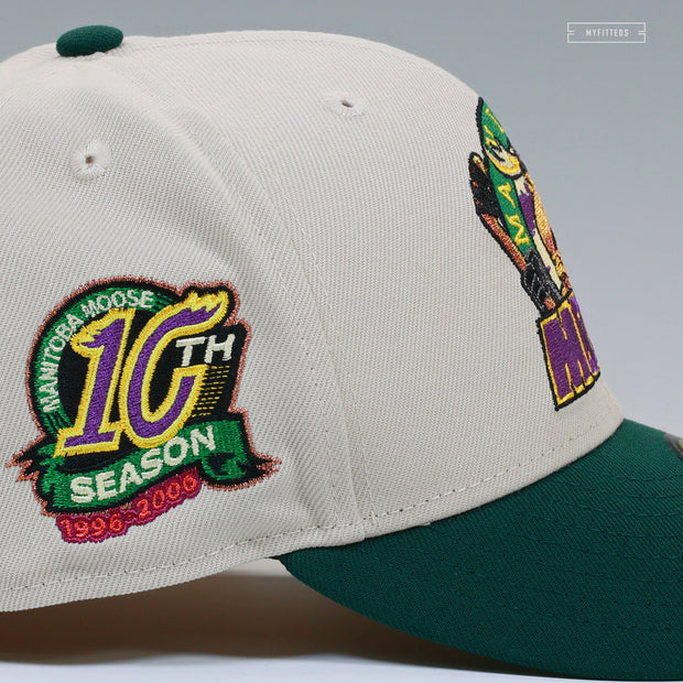 MANITOBA MOOSE 10TH ANNIVERSARY SANDSTONE FOREST GREEN NEW ERA FITTED CAP