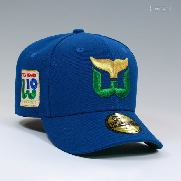 HARTFORD WHALERS TEN YEARS OF WHALERS HOCKEY SEASHORE SLATE NEW ERA FITTED CAP