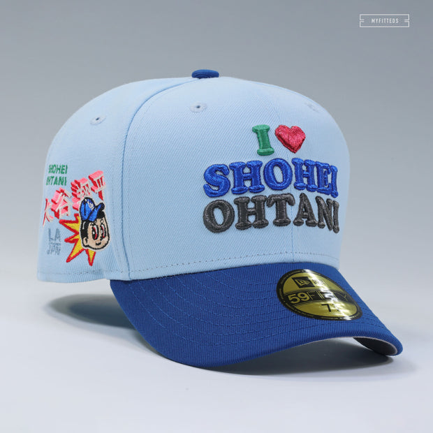I LOVE SHOHEI OHTANI LOS ANGELES DODGERS ASTRO BOY INSPIRED NEW ERA FITTED CAP