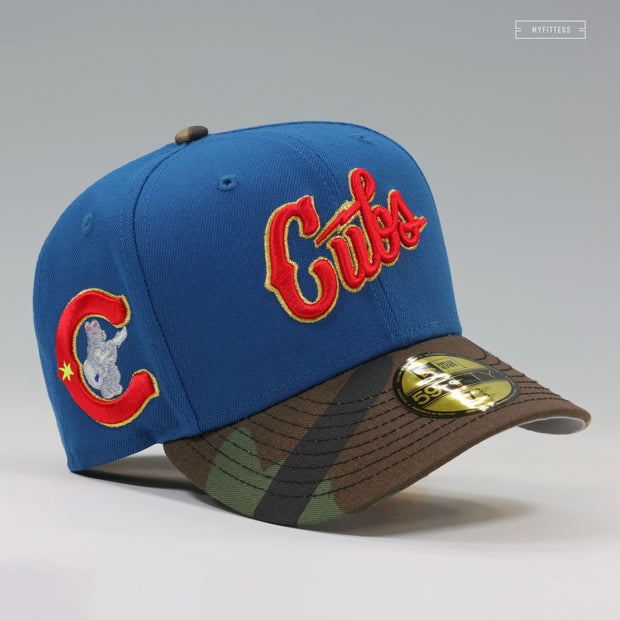 CHICAGO CUBS SWEET HOME CHICAGO SEASHORE SLATE WOODLAND CAMO NEW ERA FITTED CAP