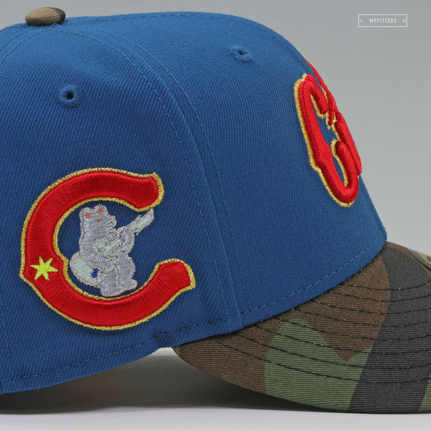 CHICAGO CUBS SWEET HOME CHICAGO SEASHORE SLATE WOODLAND CAMO NEW ERA FITTED CAP