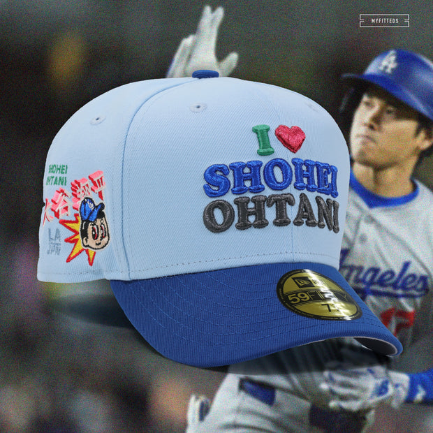 I LOVE SHOHEI OHTANI LOS ANGELES DODGERS ASTRO BOY INSPIRED NEW ERA FITTED CAP