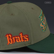 LAKE WINNEBAGO SHANTYMEN BRATS ARMY OLIVE MOUNTAIN GREEN NEW ERA FITTED CAP