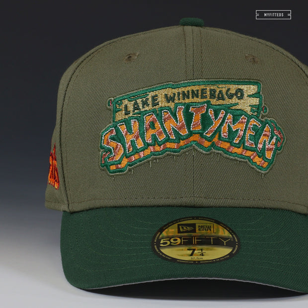 LAKE WINNEBAGO SHANTYMEN BRATS ARMY OLIVE MOUNTAIN GREEN NEW ERA FITTED CAP