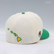 UNIVERSITY OF HAWAI'I RAINBOW WARRIORS OFF WHITE LUSH GREEN NEW ERA FITTED CAP