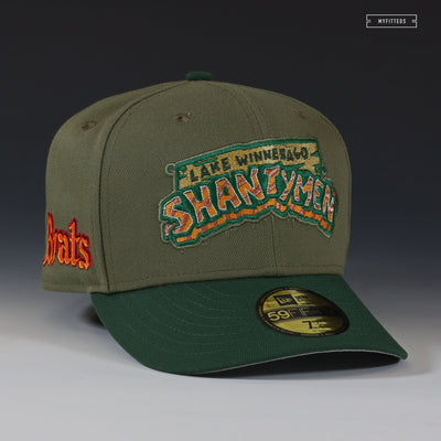 LAKE WINNEBAGO SHANTYMEN BRATS ARMY OLIVE MOUNTAIN GREEN NEW ERA FITTED CAP