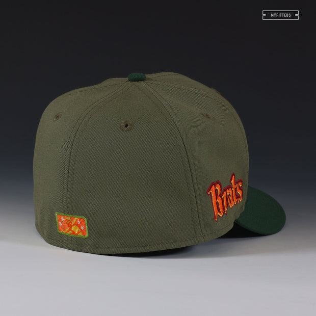 LAKE WINNEBAGO SHANTYMEN BRATS ARMY OLIVE MOUNTAIN GREEN NEW ERA FITTED CAP