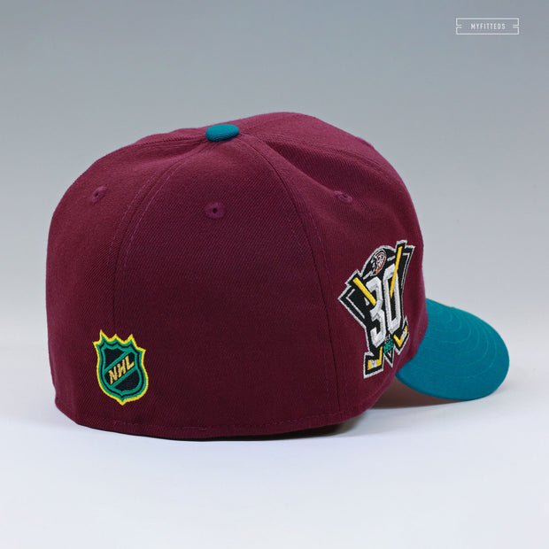 ANAHEIM MIGHTY DUCKS 30TH ANNIVERSARY JERSEY INSPIRED SHY PINK UV NEW ERA FITTED CAP
