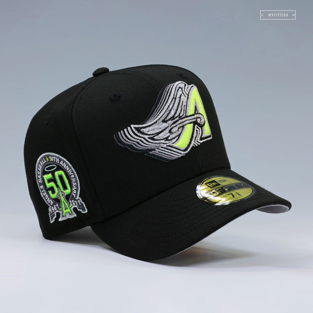 ANAHEIM ANGELS 50TH ANNIVERSARY NIKE AIR MAX 95 NEON YELLOW CASCADING NEW ERA FITTED CAP