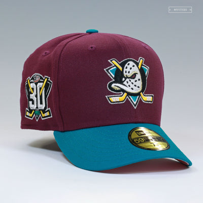 ANAHEIM MIGHTY DUCKS 30TH ANNIVERSARY JERSEY INSPIRED SHY PINK UV NEW ERA FITTED CAP