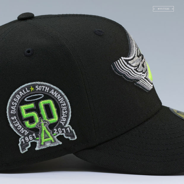 ANAHEIM ANGELS 50TH ANNIVERSARY NIKE AIR MAX 95 NEON YELLOW CASCADING NEW ERA FITTED CAP