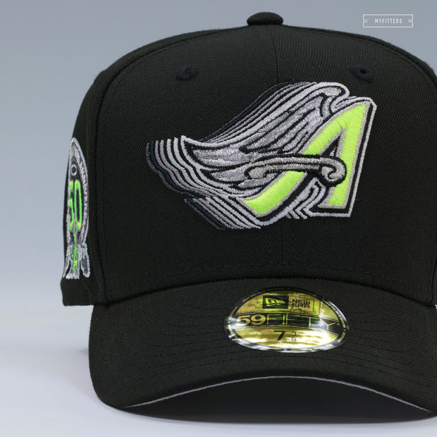 ANAHEIM ANGELS 50TH ANNIVERSARY NIKE AIR MAX 95 NEON YELLOW CASCADING NEW ERA FITTED CAP