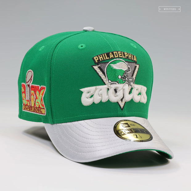 PHILADELPHIA EAGLES SUPER BOWL LIX CHAMPIONS BOTANY GREEN RETRO NEW ERA FITTED CAP