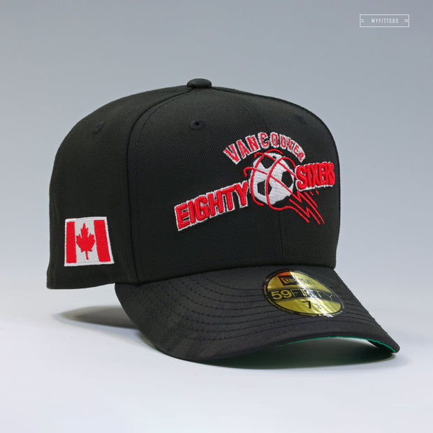VANCOUVER EIGHTY SIXERS RETRO MLS JET BLACK RADIANT RED NEW ERA FITTED CAP