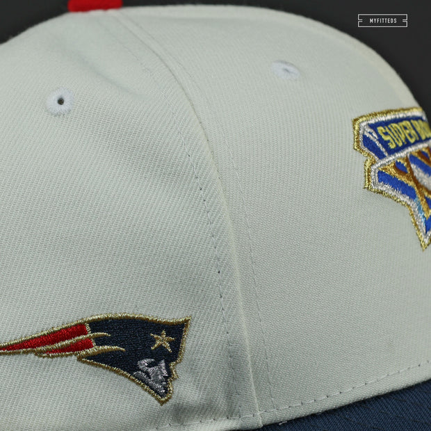 NEW ENGLAND PATRIOTS SUPER BOWL XXXVI OFF WHITE GO PATS NEW ERA FITTED CAP