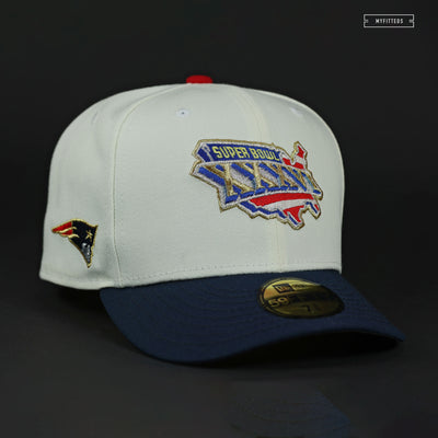 NEW ENGLAND PATRIOTS SUPER BOWL XXXVI OFF WHITE GO PATS NEW ERA FITTED CAP