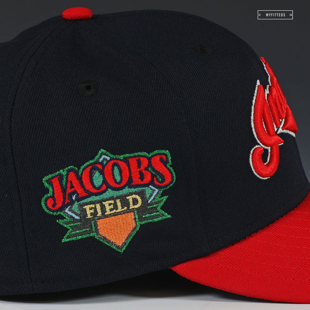 CLEVELAND INDIANS JACOBS FIELD TEAM COLOR 2 TONE NEW ERA FITTED CAP