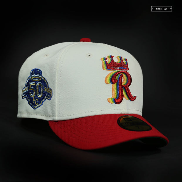 KANSAS CITY ROYALS 50TH ANNIVERSARY OFF WHITE NEW ERA FITTED CAP