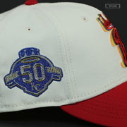 KANSAS CITY ROYALS 50TH ANNIVERSARY OFF WHITE NEW ERA FITTED CAP