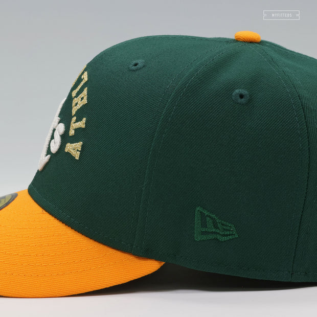 OAKLAND ATHLETICS HOHOKAM STADIUM MESA, AZ UPSIDE DOWN ARCH NEW ERA FITTED CAP