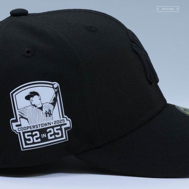 NEW YORK YANKEES CC SABATHIA 52 IN 25 COOPERSTOWN 2025 HOF TRIPLE BLACK NEW ERA FITTED CAP