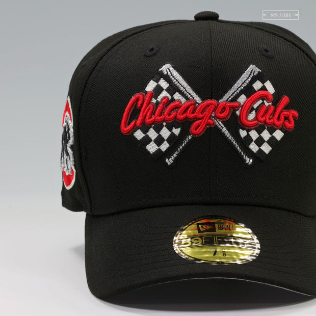 CHICAGO CUBS SPEEDWAY CLASSIC JET BLACK SCARLET AIR MAX 95 INSPIRED NEW ERA FITETD CAP