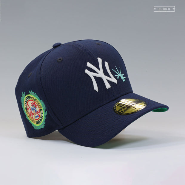 NEW YORK YANKEES 1949 WORLD SERIES LAUREL STATUE OF LIBERTY NEW ERA FITTED CAP