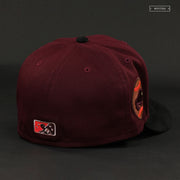 BUFFALO BISONS SLIDING BISON INTENSE MAROON AND INFRARED BLISS NEW ERA FITTED CAP