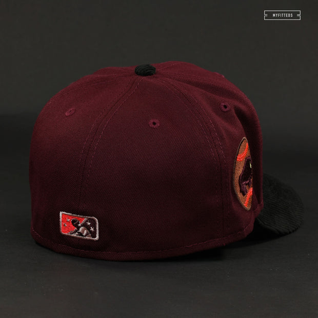 BUFFALO BISONS SLIDING BISON INTENSE MAROON AND INFRARED BLISS NEW ERA FITTED CAP