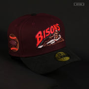 BUFFALO BISONS SLIDING BISON INTENSE MAROON AND INFRARED BLISS NEW ERA FITTED CAP