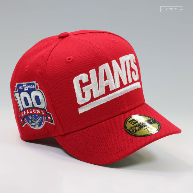 NEW YORK GIANTS 100 SEASONS IRIDESCENT WORDMARK RADIANT RED NEW ERA FITTED CAP