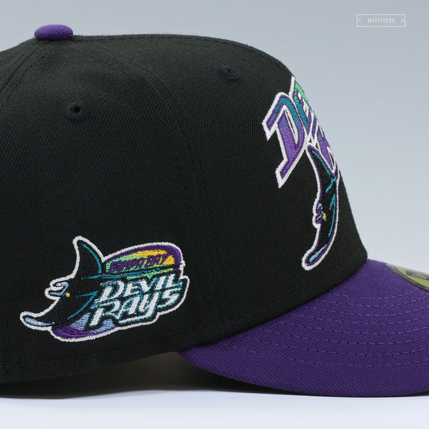 TAMPA BAY DEVIL RAYS RETRO STRIPED SWEATBAND NEW ERA FITTED CAP