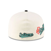 SULTANES DE MONTERREY OFF WHITE JET BLACK SEA CRYSTAL 2TONE ROSE NEW ERA FITTED CAP