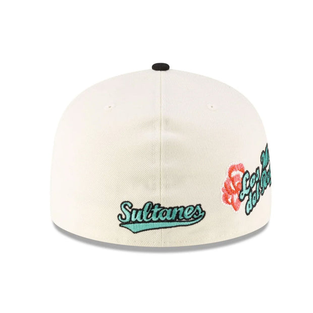 SULTANES DE MONTERREY OFF WHITE JET BLACK SEA CRYSTAL 2TONE ROSE NEW ERA FITTED CAP