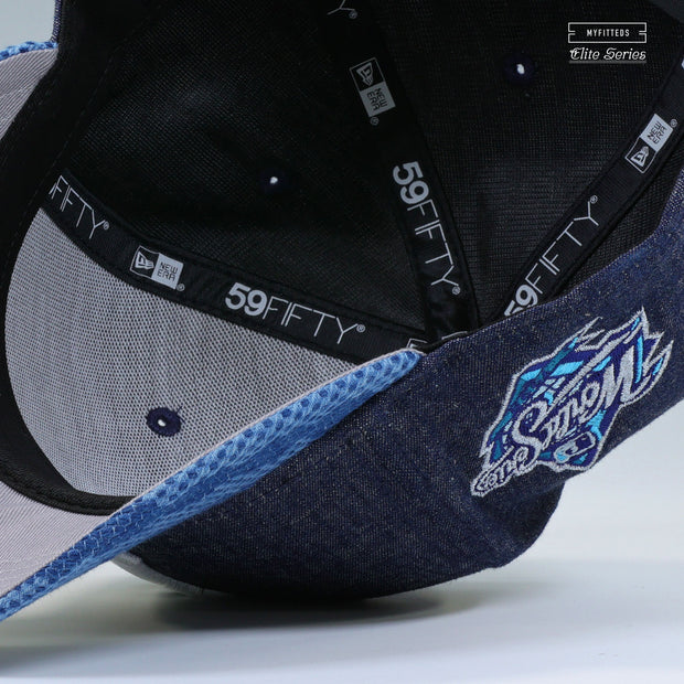 NEW YORK YANKEES 1998 WORLD SERIES WOVEN WASHI SASHIKO DENIM ELITE SERIES NEW ERA FITTED CAP