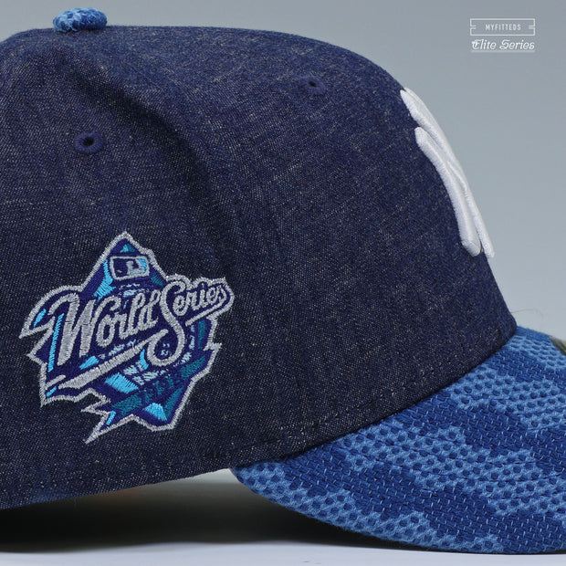 NEW YORK YANKEES 1998 WORLD SERIES WOVEN WASHI SASHIKO DENIM ELITE SERIES NEW ERA FITTED CAP