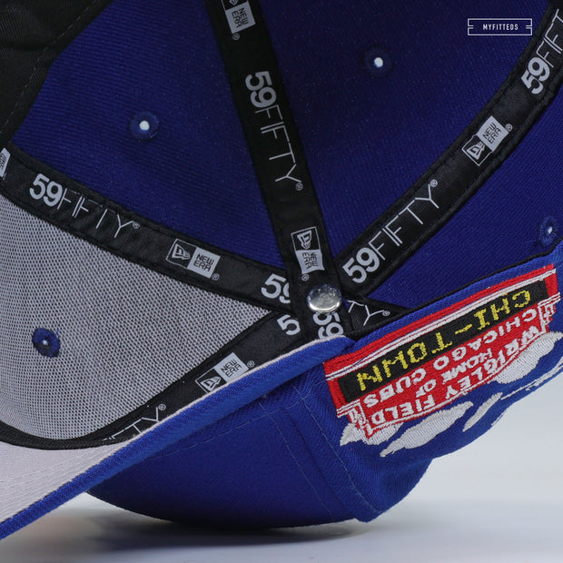 CHICAGO CUBS GREETINGS FROM CHICAGO CHI-TOWN WRIGLEY FIELD NEW ERA FITTED CAP