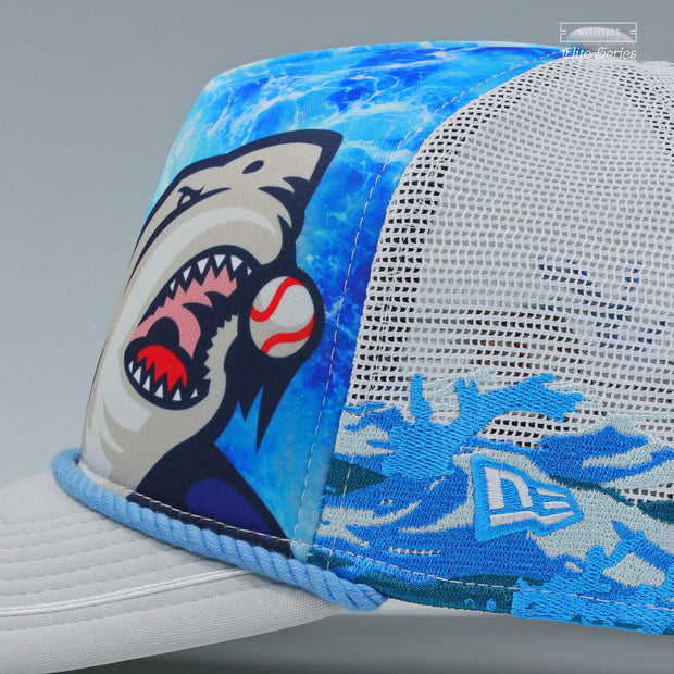 CLEARWATER THRESHERS JAWS UNIVERSAL STUDIOS INSPIRED TRUCKER MESH ELITE SERIES A-FRAME NEW ERA CAP