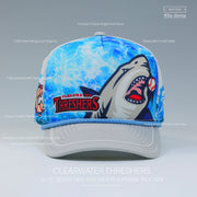 CLEARWATER THRESHERS JAWS UNIVERSAL STUDIOS INSPIRED TRUCKER MESH ELITE SERIES A-FRAME NEW ERA CAP