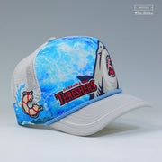 CLEARWATER THRESHERS JAWS UNIVERSAL STUDIOS INSPIRED TRUCKER MESH ELITE SERIES A-FRAME NEW ERA CAP