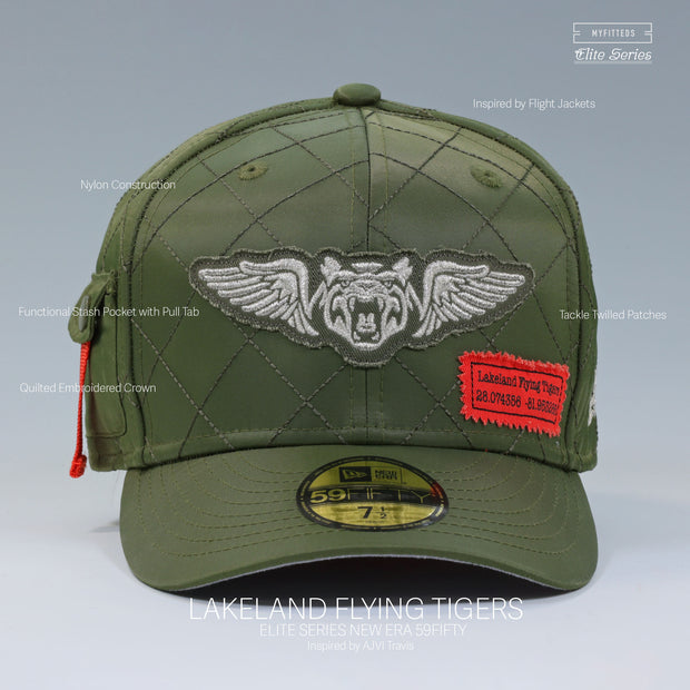 LAKELAND FLYING TIGERS BOMBER FLIGHT READY TRAVIS SCOTT AJ VI INSPIRED ELITE SERIES NEW ERA FITTED CAP